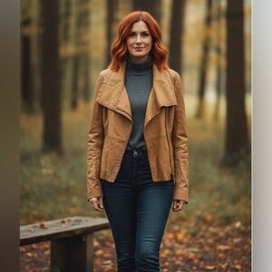 Bod & Christensen Tan Rebecca soft Leather Moto Jacket Small